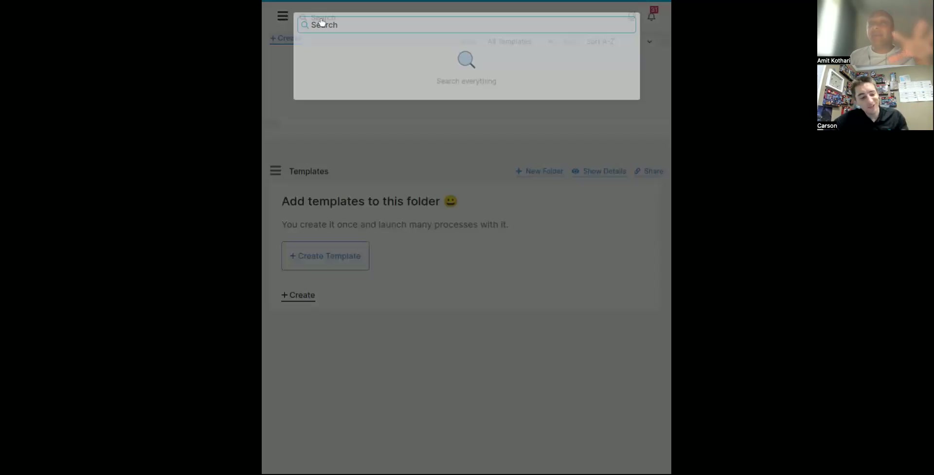 Tallyfy templates folder showing modular process organization for franchise development