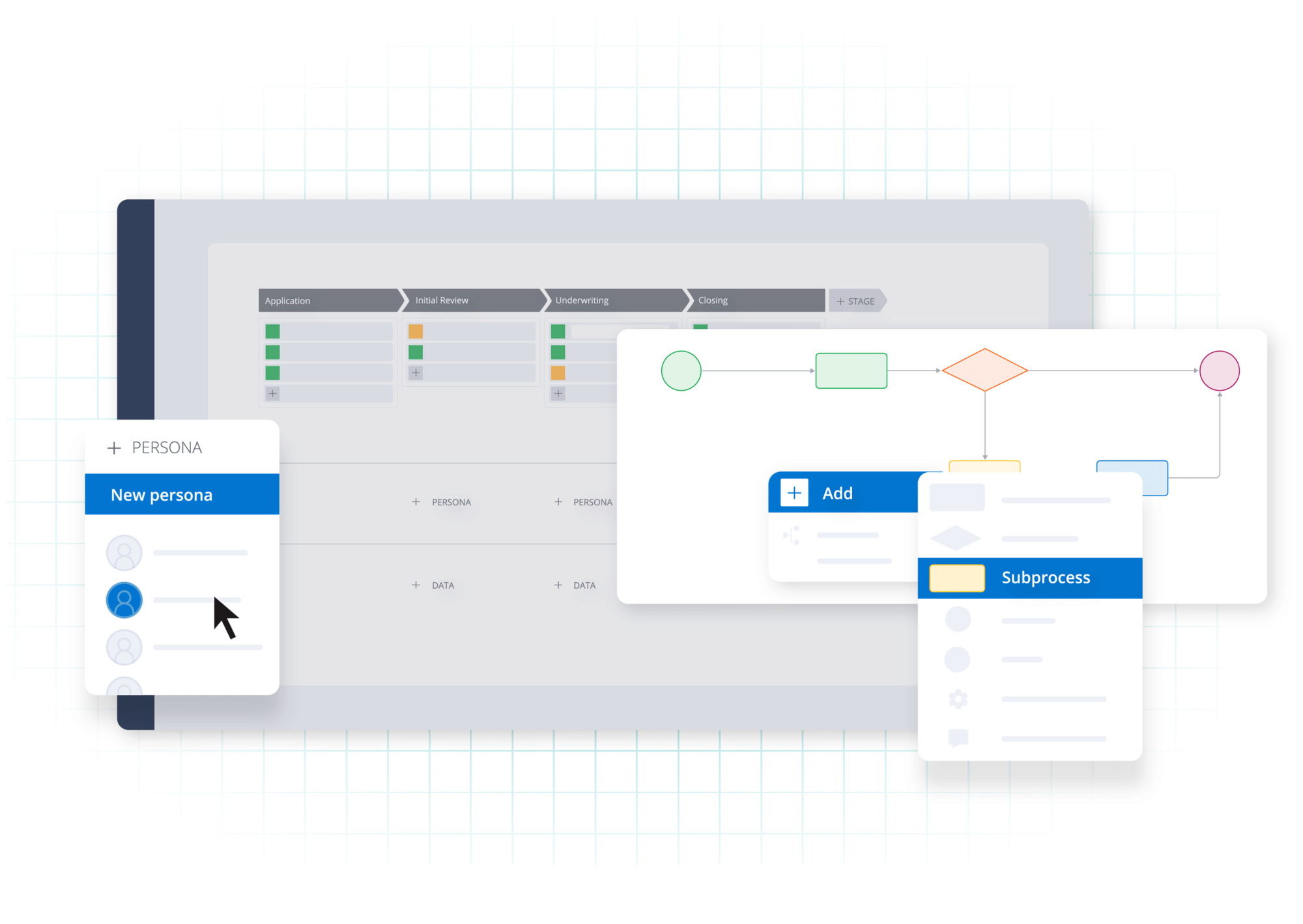 Pega App Studio interface with multi-layer case management configuration