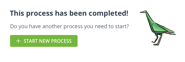 Call to action for completed process view