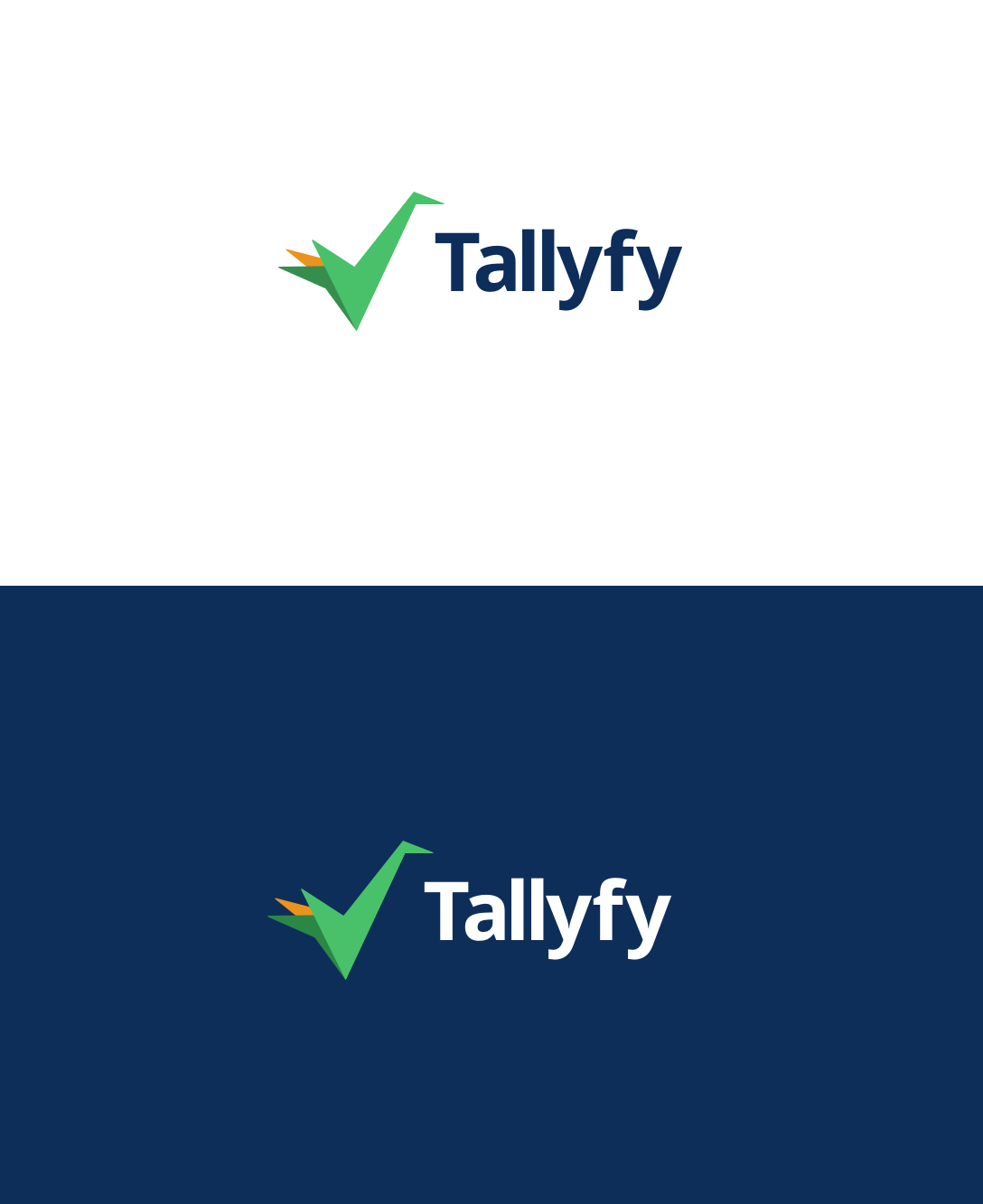 Tallyfy logo shown on both light and dark backgrounds demonstrating contrast