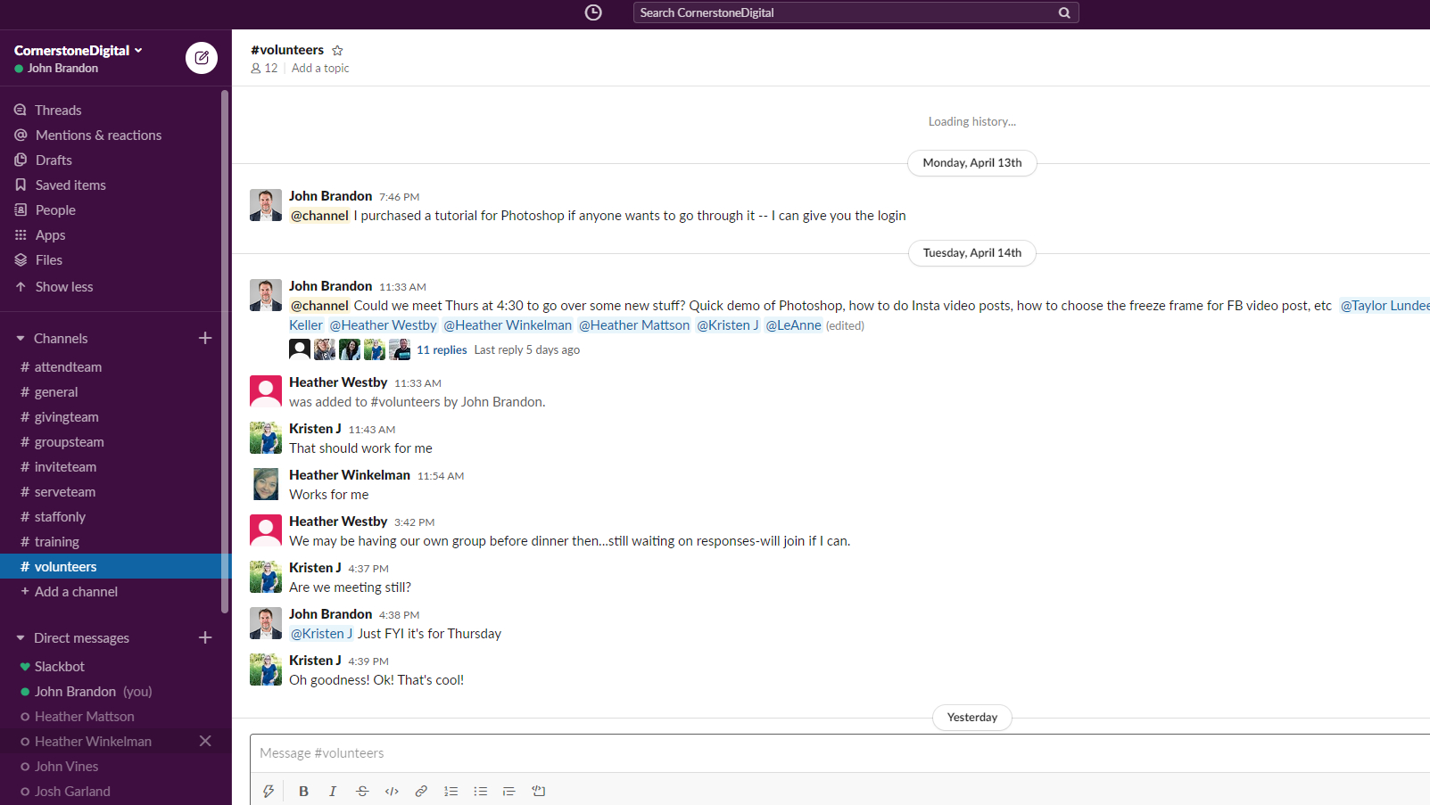 Slack interface showing multiple channels, direct messages, and active conversations creating notification overload