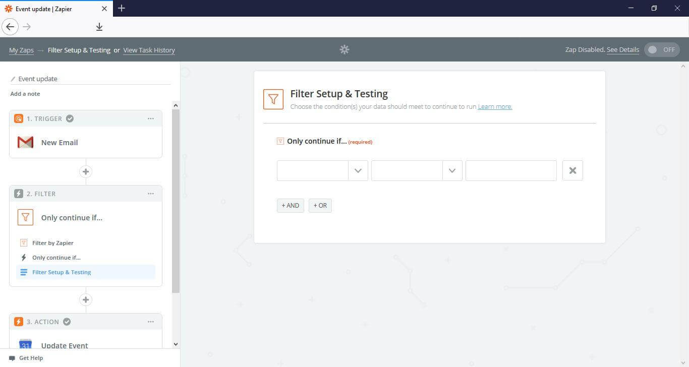 What is Zapier - filter set up