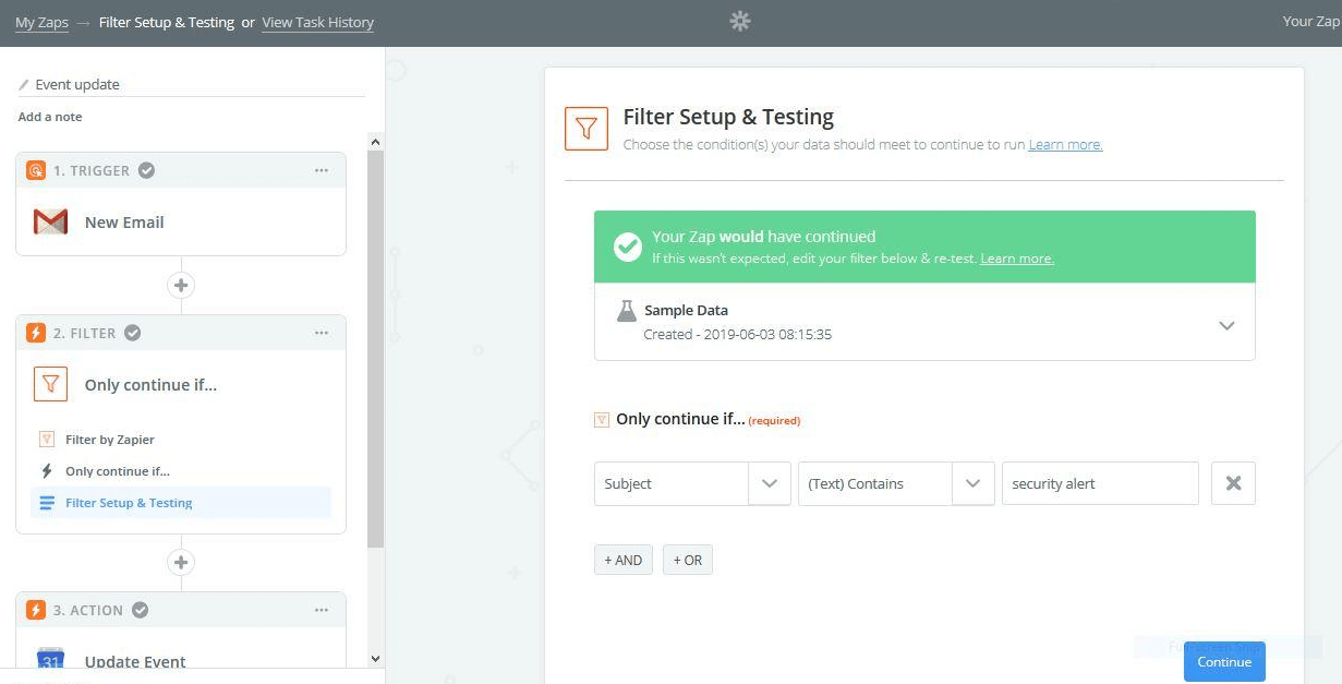 zapier filter testing