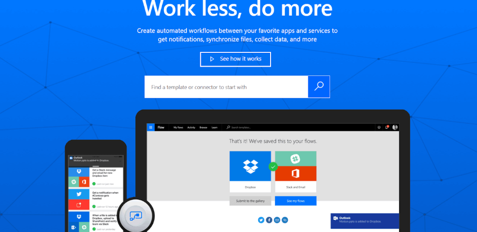 Microsoft Flow Homepage