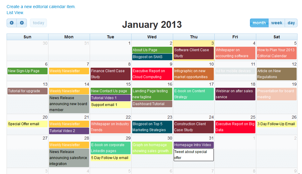 editorial calendar