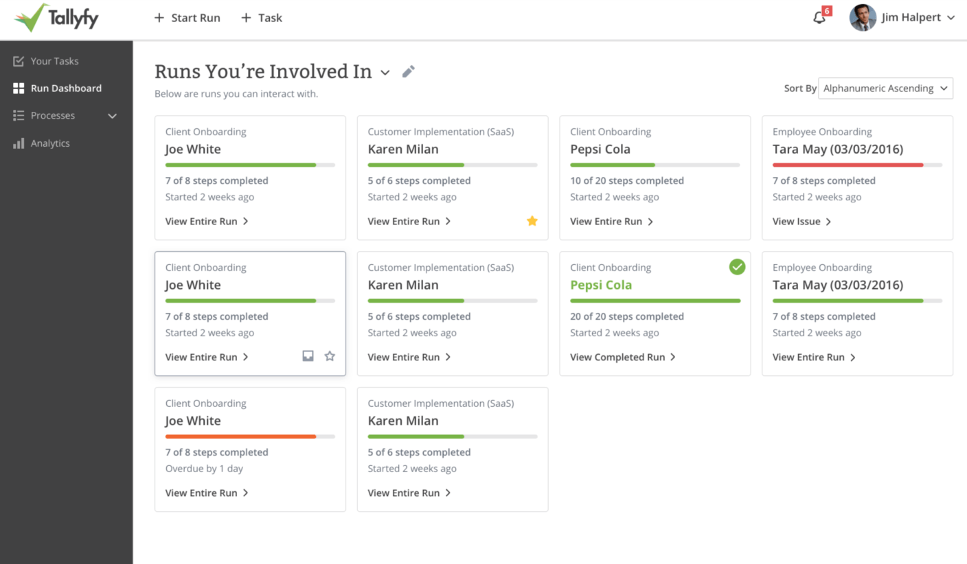 tallyfy screenshot workflow tasks