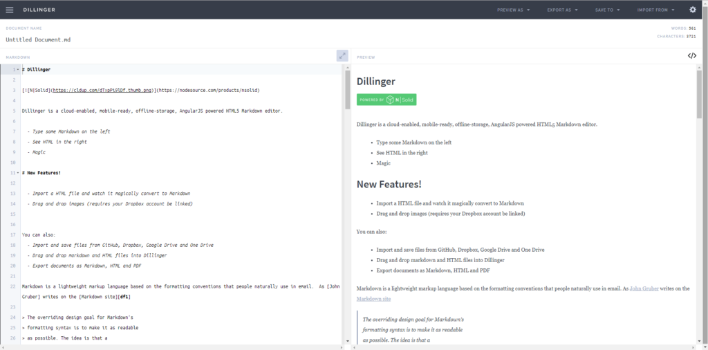 dillinger software documentation tool