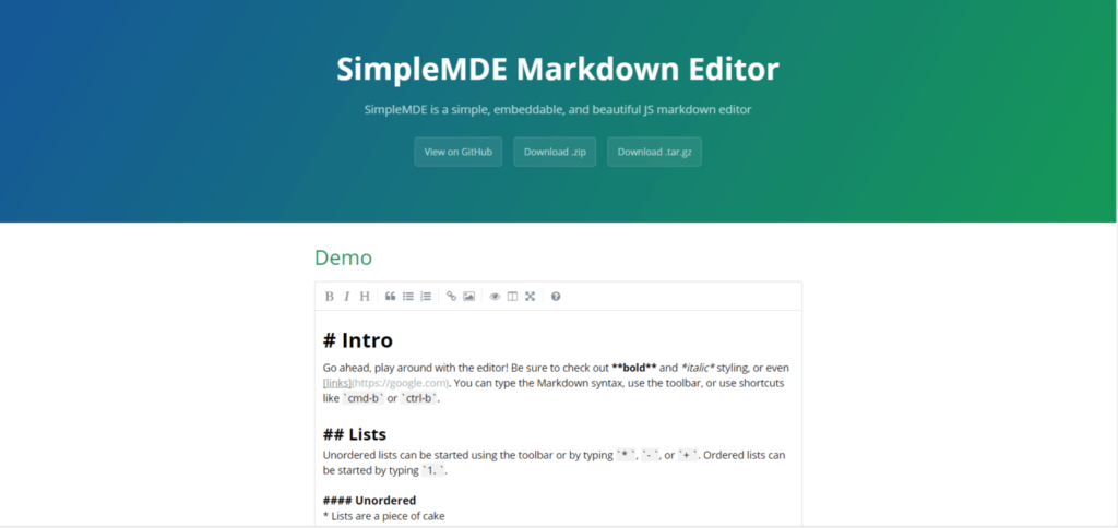 simplemde software documentation tool