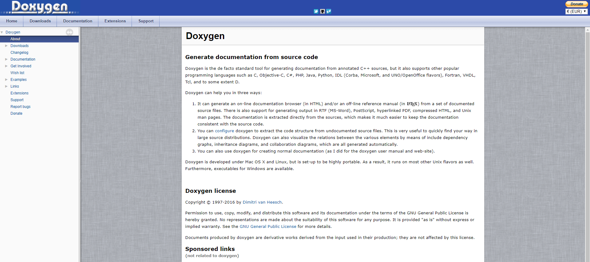 doxygen software documentation tool