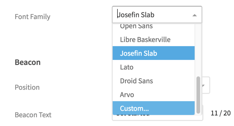 appcues customer experience software font selection