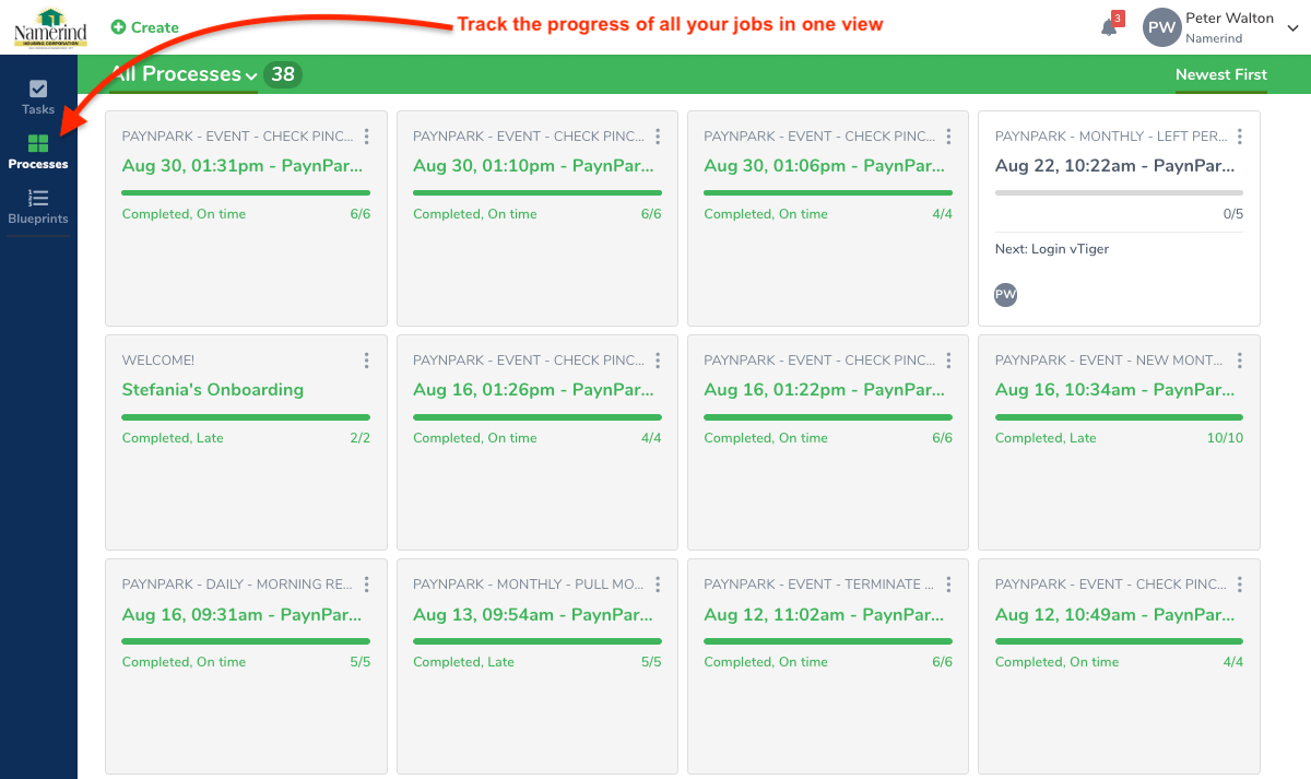 tallyfy dashboard screen