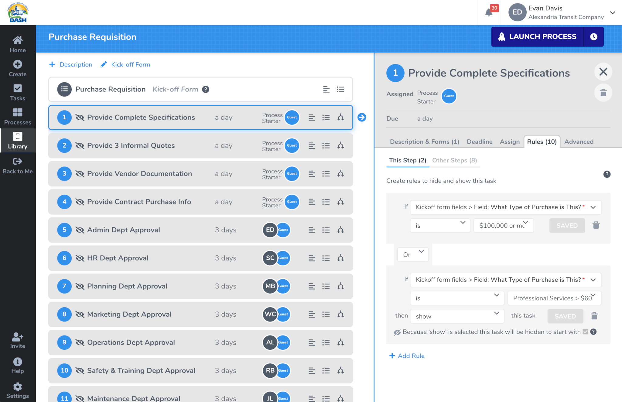 Alexandria Transit Company Tallfy Dashboard